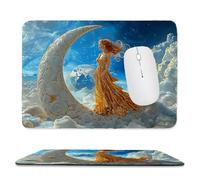 QIANLUOO Tapis de Souris de Jeu avec Femme Lune 30 x 25 cm, Rectangle Tapis de Clavier Antidérapant avec Bords Cousus pour la Maison et Le Bureau, Lavable en Machine, Déco Bureau, Gifts for Men n-666