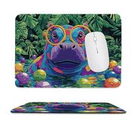 QIANLUOO Tapis de Souris de Jeu avec Hippopotame de la Jungle 24 x 20 cm, Rectangle Tapis de Clavier Antidérapant avec Bords Cousus pour la Maison et Le Bureau, Déco Bureau, Gifts for Men n-123
