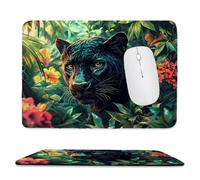 QIANLUOO Tapis de Souris de Jeu avec La Jungle des panthères Noires 30 x 25 cm, Rectangle Tapis de Clavier Antidérapant avec Bords Cousus pour la Maison et Le Bureau, Déco Bureau, Gifts for Men n-284