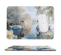 QIANLUOO Tapis de Souris de Jeu avec Lac Cygne 30 x 25 cm, Rectangle Tapis de Clavier Antidérapant avec Bords Cousus pour la Maison et Le Bureau, Lavable en Machine, Déco Bureau, Gifts for Men n-310