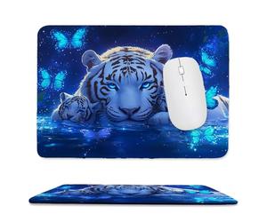 QIANLUOO Tapis de Souris de Jeu avec Le Papillon Tigre Blanc 40 x 30 cm, Rectangle Tapis de Clavier Antidérapant avec Bords Cousus pour la Maison et Le Bureau, Déco Bureau, Gifts for Men n-30