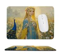 QIANLUOO Tapis de Souris de Jeu avec Paon Elfe 30 x 25 cm, Rectangle Tapis de Clavier Antidérapant avec Bords Cousus pour la Maison et Le Bureau, Lavable en Machine, Déco Bureau, Gifts for Men n-430