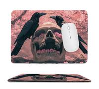 QIANLUOO Tapis de Souris de Jeu avec Skull Crow 30 x 25 cm, Rectangle Tapis de Clavier Antidérapant avec Bords Cousus pour la Maison et Le Bureau, Lavable en Machine, Déco Bureau, Gifts for Men n-497