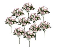 Qianly 10 Bouquets de Fleurs Artificielles Plantes D'Extérieur Ornements Floraux Fleurs de Mariage Résistantes pour Un Décor Vif Adapté pour Les Sentiers Les, Rose