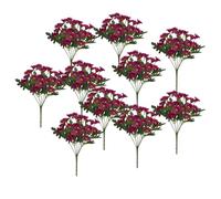 Qianly 10 Bouquets de Fleurs Artificielles Plantes D'Extérieur Ornements Floraux Fleurs de Mariage Résistantes pour Un Décor Vif Adapté pour Les Sentiers Les, Rose Rouge