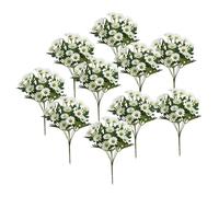 Qianly 10 Bouquets de Fleurs Artificielles Plantes D'Extérieur Ornements Floraux Fleurs de Mariage Résistantes pour Un Décor Vif Adapté pour Les Sentiers Les, Blanc