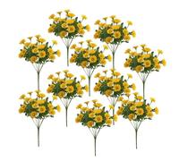 Qianly 10 Bouquets de Fleurs Artificielles Plantes D'Extérieur Ornements Floraux Fleurs de Mariage Résistantes pour Un Décor Vif Adapté pour Les Sentiers Les, Jaune
