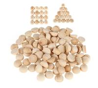 Qianly 100 pièces de Demi-Perles en Bois inachevées, Demi-Boules Rondes en Bois, Boules Fendues en Bois, Perles Artisanales en Bois pour l'artisanat de, 1.2 cm x 0.6 cm