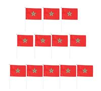 Qianly 12 Pièces Drapeau Fanion Drapeaux à Agiter Bannière de Pays Polyester Résistant Montage Facile Convient pour Activité Bureau Décoration, Maroc