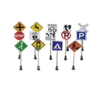 Qianly 14 Mini Panneaux de Signalisation Routière pour Jouets, Collection de Panneaux de Rue, Ensemble de Jeu pour Micro-