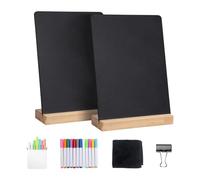 Qianly 2 Pièces Ardoise Petite Tableau Noir Effaçable Décorative Base Bois Surface Double Face Fonction Effaçable Adaptée Cafés Restaurants Mariages Fê