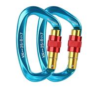 Qianly 2 Pièces Mousqueton Escalade Crochets Fermeture D Anneau Camping Aluminium Léger Résistant à La Adapté pour Randonnée Alpinisme, Bleu, 10x5.6cm