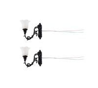 Qianly 2x Lampadaires Vintage, Appliques Murales, Modèles de Meubles pour Maison de Poupée, Accessoires de Jeu pour Micro-, Table de Sable de Construc, Style f