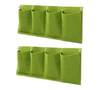 Qianly 2X Sacs de jardinières Suspendus conteneurs de Fleurs horizontaux 4 Poches faciles à Utiliser jardinières murales Pochette de Fleurs suspendues pour, Vert