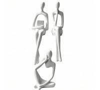 Qianly 3 Pièces Statuette Penseur Épuré Sculpture Penseur Sign Sculpture Abstraite pour Amateurs d'art, Collectionneurs, Bibliothèque, Étagère, Blanc, Style to 1