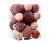 Qianly 35 Boules de Noël Décoratives, Décorations de Noël, Décorations de Fenêtre, Boules Artisanales avec Flocage en Tissu et Boucle de pour Les, Mélange de Couleurs
