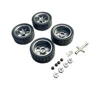 Qianly 4 Pièces Roues de Voiture RC Ensemble Complet de Pneus avec Jantes En Métal Solide et Moyeu de 12mm pour Une Longue Durée de Vie Adapté Aux Échelles 1, Gris