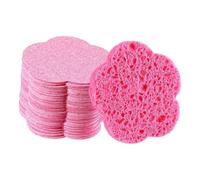 Qianly 50 Pièces Éponges pour Nettoyage Visage Tampons Démaquillants Compressés Soins Peau Douceur Pâte de Bois Convient Nettoyage Maison Déplacement Femmes, Forme de Fleur de Prune