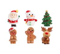 Qianly 6 Pièces Décorations de Gâteau de Noël Figurines pour Gâteau Sujets de Fête Inserts de Pâtisserie Ornements Festifs En Plastique Solide Adapté pour L