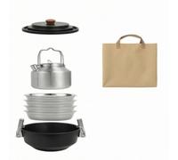 Qianly 6 Pièces Kit Cuisson Extérieur Empilable Portable Eemble Vaisselamping c Multifonction pr Pique-Nique