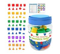 Qianly 60 Pièces de Formes Géométriques 3D Colorées, Solides Géométriques, Matériel Pédagogique En Mathématiques, Jouets D'apprentissage Lumineux pour L&