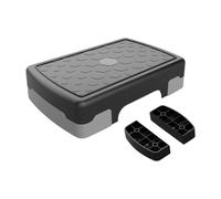 Qianly Aérobie Stepper Balance Board Multifonctionnel Robuste Entraînement Stepper Exercice Étape Plate-Forme pour Gym Force Fitness Formation, Gris Noir avec Rehausseur