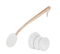 Qianly Appliqueur de Lotion Dos Étaleur Crème et Lotion Corporelle Poignée Ergonomique En Bois Pads EVA Remplaçables Doux sur La Peau Sleeve Antidérapant Po, Blanc Deux Tailles