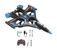 Qianly Avion Télécommandé Avion RC Mousse Télécommandée Capteur d'Évitement Lumière Colorée Système Antichute Idéal pour Animation Vol Extérieur Loisir, Bleu avec 1 pile