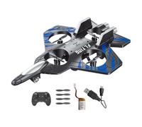 Qianly Avion Télécommandé Jouet de Simulation Aérien Avion de Chasse En Mousse Planeur pour Enfants avec Lumières DEL Approprié pour Fêtes et Jeu de Jardin, Bleu