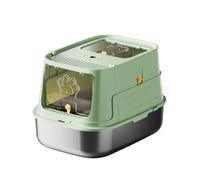 Qianly Bac à Litière avec Bac en Acier Inoxydable Maison Toilette Fermée Compact pour Chats, Appartement, Vert