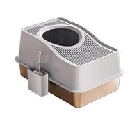 Qianly Bac à litière pour Chat avec Couvercle Complet, entrée par Le Haut, Dimensions 60 x 40 x 35 cm, Gris