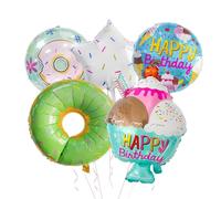 Qianly Ballons En Forme de Glace, Ballons En Aluminium, Ballons « Joyeux Anniversaire » En Forme de Beignet, Ballons Bonbons, pour Décorations et Articles de, Beignet vert