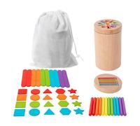 Qianly Bâtonnets, Jouet Sensoriel En Bois pour Le Développement et L'éducation, avec Sac de Rangement pour Enfants de 3 Ans, Ensemble C