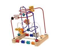Qianly Bead Maze Jouet Éducatif Bois Circuit Perles Puzzle Roller Apprentissage Motricité Adapté pour Enfants Activités Familiales Jeu Préscolaire, Animaux