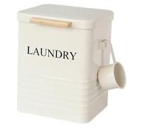 Qianly Boîte de Rangement En Fer Blanc pour Lessive En Poudre, Bac de Rangement Ménager avec Couvercle et Poignée, Conteneur Organisateur de Riz pour Décorat, Blanc Ivoire