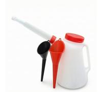 Qianly Broc Verseur avec Bec Flexible Transparent Récipient Gradué Blanc Broc à Bec Verseur pour Bricoleurs, Red W Funnel