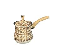 Qianly Cafetière Acier Inoxydable avec Couvercle, Pot à Lait, Accessoire de Cuisine Facile à Nettoyer, Idéal pour Réaliser des Latte Art, Motif Marron, 900 ML