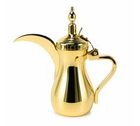 Qianly Cafetière Arabe Doré Cafetière Arabe Brillant avec Couvercle pour Collectionneurs, Réception, Mariage, Doré, 500 Ml