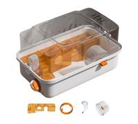 Qianly Cage de Hamster à Double Niveaux avec Exercice de Couvercle Clair Jouant Une Maison Petite Cage Animale Hamster Habitat pour Les Rats de Lapin, Orange