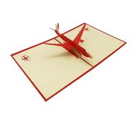 Qianly Carte de Vœux sur Le Thème de L'aviation, Légère et Artisanale, Idéale pour Un Cadeau D'anniversaire, Multifonctionnelle, En Papier, 13 X 16 C, Rouge