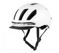 Qianly Casque avec Éclairage LED Haute Visibilité Casque Intelligent Connecté Équipement Protection pour Motards, Navetteurs, Blanc, Taille Unique