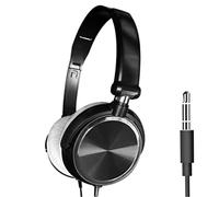 Qianly Casque Filaire Ordinateur Pliable sur Oreille Basses Profondes Coussinets Souples Fonction Commande Musique Convient Aux Jeux Bureaux Inter, Noir