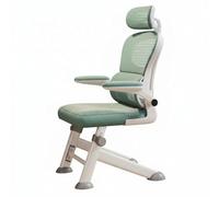 Qianly Chaise d'Étude pour Enfant Chaise d'Écolier Fauteuil de Bureau Siège Réglable Dossier Haut Accoudoirs Rabattables Assise en Maille Base Robuste, Vert, CadreBlc+Appui-tête