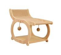 Qianly Chaise Longue en Sisal pour Chat, Lit surélevé pour Chat, Meuble Griffoir, Chaise Longue en Bois pour Autres Animaux Jouant, Lapin Dormant, Couleur du Bois