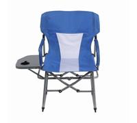 Qianly Chaise Pliante avec Table D'appoint Porte-Gobelet Chaise Directeur Pliante Dossier Haut Fauteuil Pliant avec Tablette, Bleu