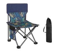 Qianly Chaise Pliante Extérieure Chaise de Camping Siège Pliable Fauteuil Portable Dossier Rectangulaire Cadre Tubulaire Croisé Pliable avec Sac de Rangement, Moyenne, Bleu Feuille