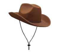 Qianly Chapeau de Cowboy avec mentonnière réglable, chapeau de Protection solaire, chapeau de Cowgirl pour fournitures de fête, accessoires Photo en, marron foncé