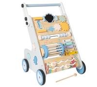 Qianly Chariot Marche avec Tableau D'activités Multifonctionnel Pousseur avec Tableau D'activité Interactif Jouet pour Bébés