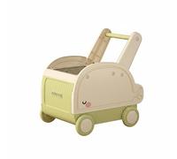 Qianly Chariot Rangement pour Jouets Caau Éducatif Coffre à Jouets à Roulettes Installation Facile Pousseur Bébé avec Centre D'activités pour Bébés, Vert, Blanc Et Vert, Grand
