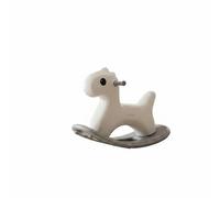 Qianly Cheval à Bascule Enfant Jouet Bébé Balançoire Polyéthylène Poignée Ergonomique Siège Confortable Base Élargie Anti-Bascule Contours Arrondis sans, Beige Gris, AvecRayure